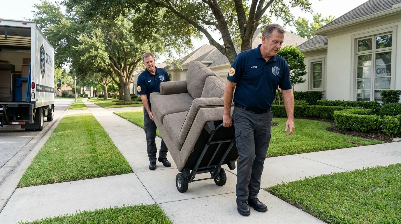 Local residential moving crew loading furniture in Oconto, WI